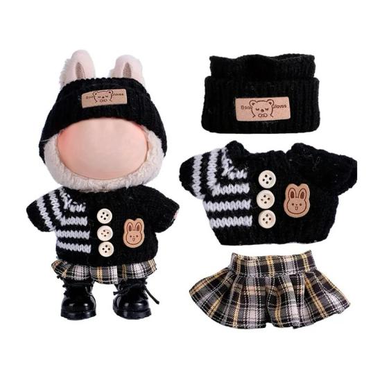 17cm Doll Clothes 3-Piece Hat Sweater Pants Sets Handmade Baby Doll