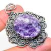 Lepidolite, Amethyst Handmade 925 Sterling Silver Pendant 2.60" w8S68