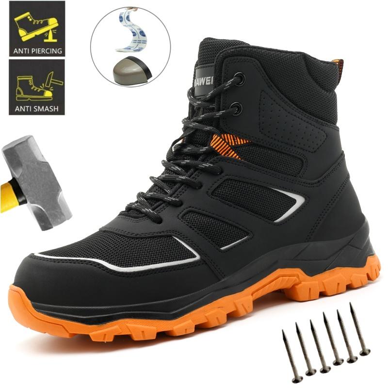 Hombre Work Boots Anti Smashing Steel Toe Safety Shoes Men Work Sneakers Indestructible Shoes Puncture-Proof Protective Shoes