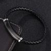 Simple Style Men Black Leather Bracelet Stainless Steel Clasp Bracelet Accessories Jewelry Gifts BB1029