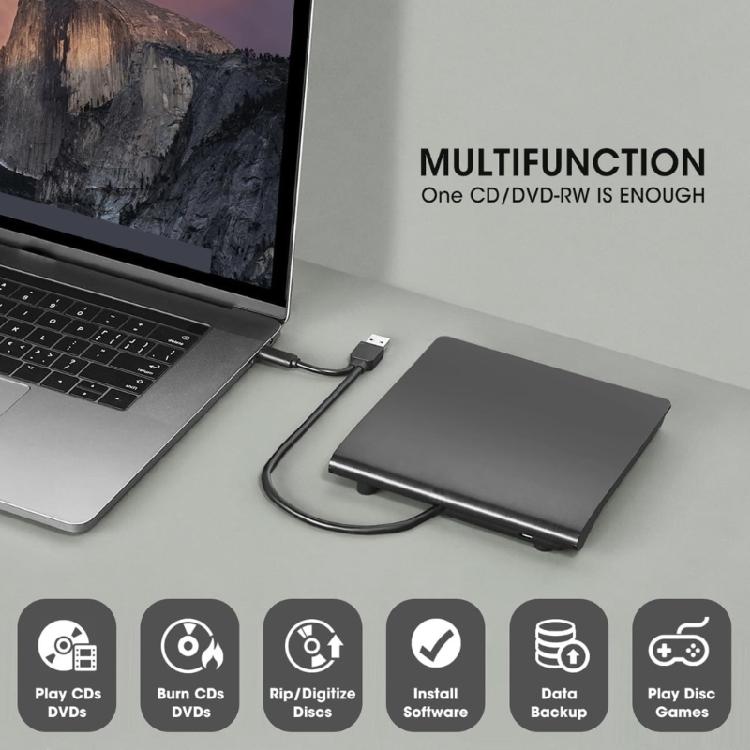 Портативный DVD-плеер Plug and Play, DVD-ридер с USB 3.0/Type C, для ноутбуков и настольных компьютеров, DVD-плеер-записывающее устройство