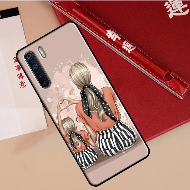 Черные Каштановые Волосы Малыш Мама Девочка Сын Чехол Для Oppo A40 A78 A54 A74 A94 A17 A57 A77 A76 A16 A96 A18 A60 A80 A38 A58 A98 A15 A5 Pro
