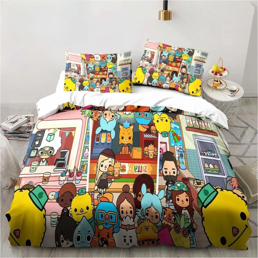 Новый Игровой Постельный Комплект Toca Life World Лист с Экскаватором Размер King Twin Double Детский Постельный Комплект Набор Пододеяльников из Микрофибры Или Полиэстера