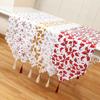 Tassel Decor Long Table Runner Festive Atmosphere Xmas Stamping Leaves Printing Tablecloth Christmas Ornament Home Decoration