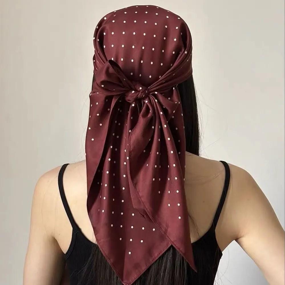 Polyester Polka Dot Head Scarf Elegent Waist Tying Scarf Luxury Bandana Travel Matching