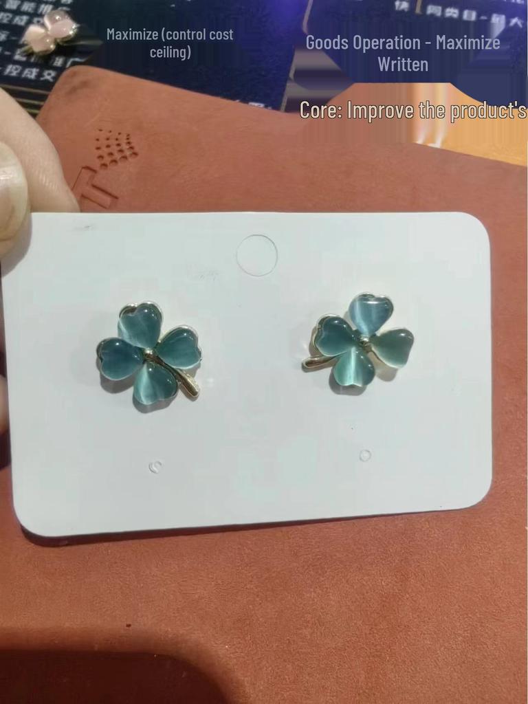 Длинные серьги-бантики из серебряных игл S925 с кошачьим глазом и жемчугом - Ретро и универсальный стиль для женщин