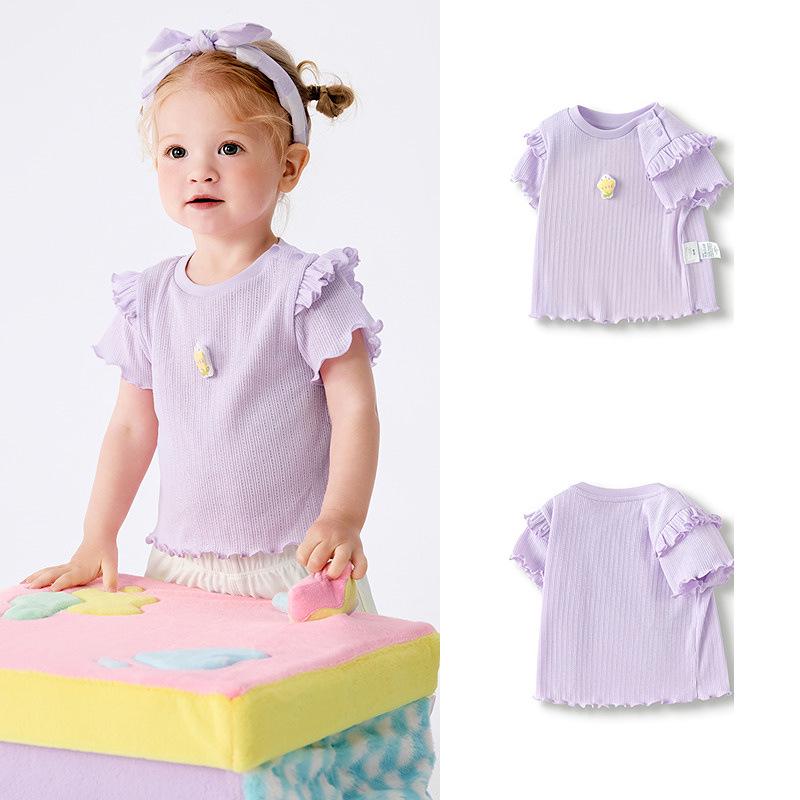 Трендовая футболка с коротким рукавом для малышек и девочек ясельного возраста - Милая, Модная весенне-летняя одежда