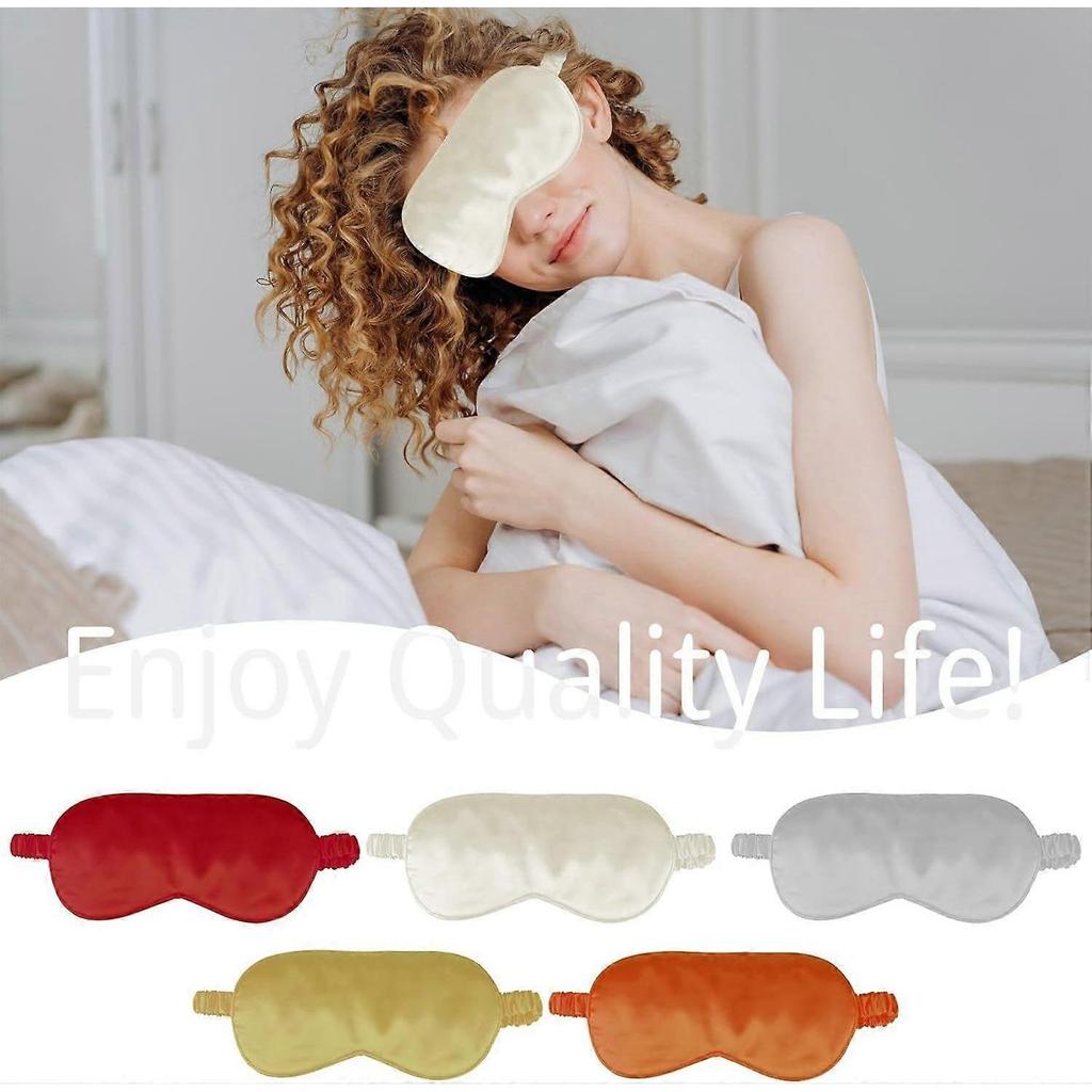 1 Pack Sleep Mask, Silk Eye Mask with Elastic Strap, Blindfold, Soft Silk Sleeping Mask for Girls, Women, Men (White) White