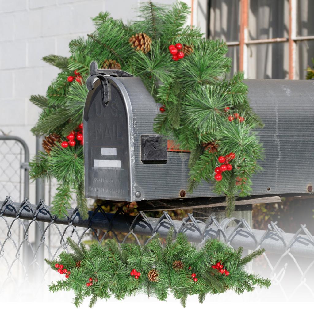 Christmas Mailbox Wreath Home Led Luminous Dead Branches And Vines Decorations