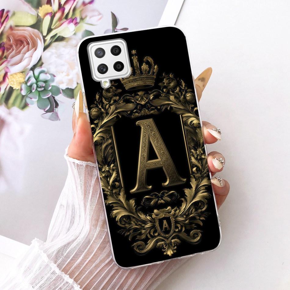 Для Samsung Galaxy A22 4G 5G Чехол для телефона с королевской короной и начальной буквой для пары Для Samsung A22 A225F Мягкий силикон ТПУ Чехлы Бамперы
