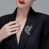 Lanhao Retro Crystal Peacock Brooch - Stylish Korean Pin for Women