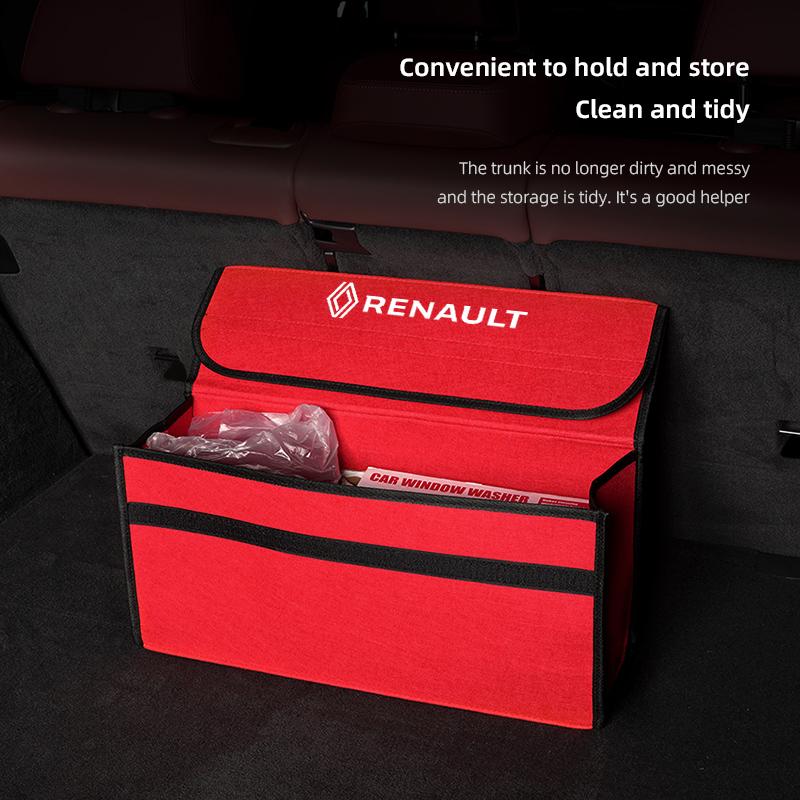 Interior Stickers Car Trunk Organizer Storage Bag Soft Felt Foldable Tidying Case For Renault QM6 Clio Koleos Megane Espace Kadj