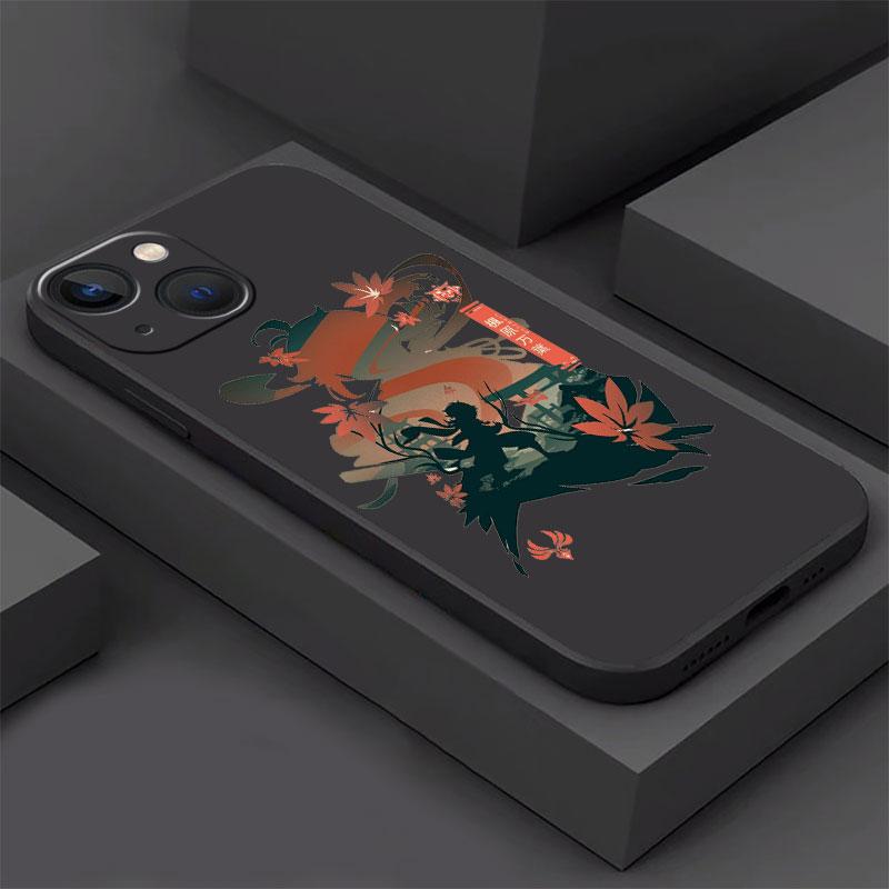 Чехол для Apple iPhone 14 13 11 12 Pro 7 XR X XS Max 8 Plus 6 6S SE 2022 13Pro, черный мягкий телефон, чехол аниме Genshin Impact Cute