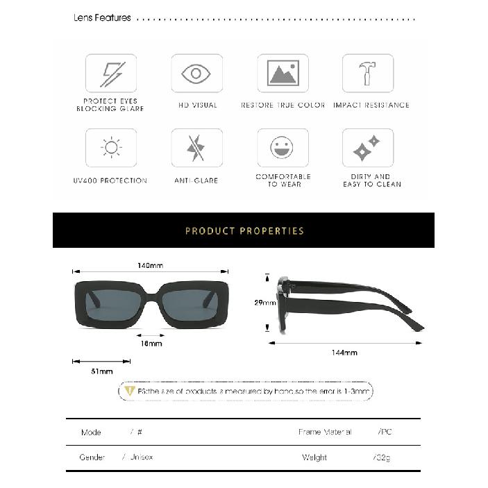 Cool Square Candy-Colored Sunglasses, Small Frame, for Men and Women, Suitable for Beach and Outdoor Use, Provides Sun Protection