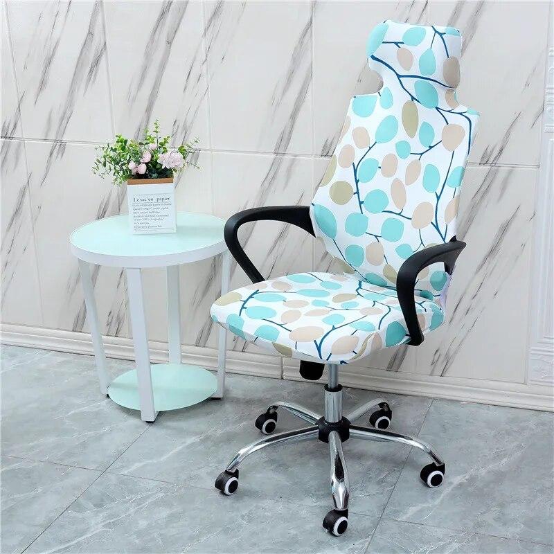 Stretch Game Chair Cover with Headrest for Office Internet Cafe Computer Armrest Gaming Chair Covers Printed Fabric Seat Case