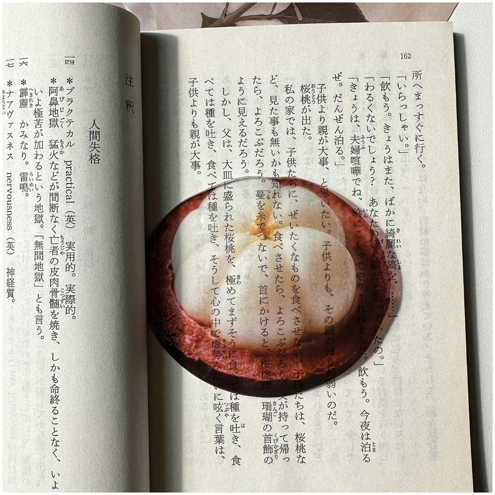 Durable Acrylic Bookmark Simulation Fruit Transparent Book Reading Marker Clear Book Pages Mark Tool Reading Gift