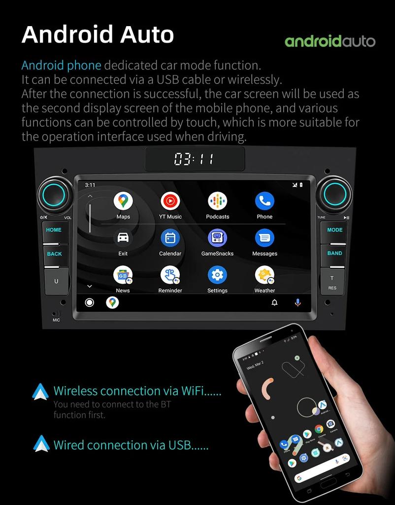 Android-радио для Opel Antara Astra H Corsa CD Meriva Signum Combo Zafira Vivaro Multimedia Carplay GPS-навигация Светодиодные часы HU