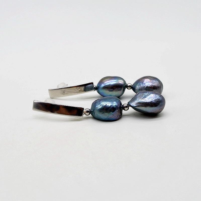 Женские серебряные серьги, длинные серьги с натуральным жемчугом, серьги-гвоздики с черным жемчугом в стиле барокко, серьги с жемчугом в стиле бохо, подарки на годовщину