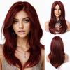 Европейская и американская мода Пушистый длинный парик, Бургундский длинный термостойкий волосяной парик