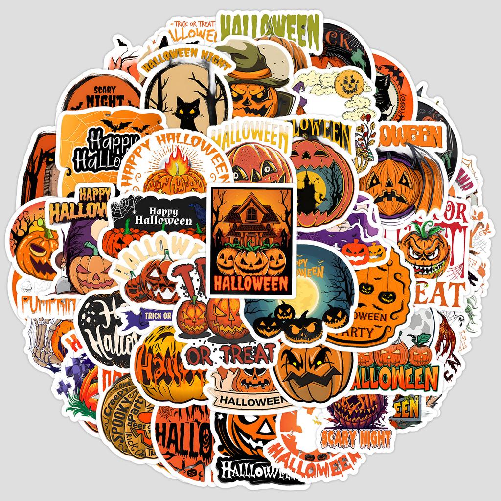 50 Nordic Style Halloween Graffiti Stickers Mobile Suitcase Waterproof Decorative Stickers Creative Halloween Stickers