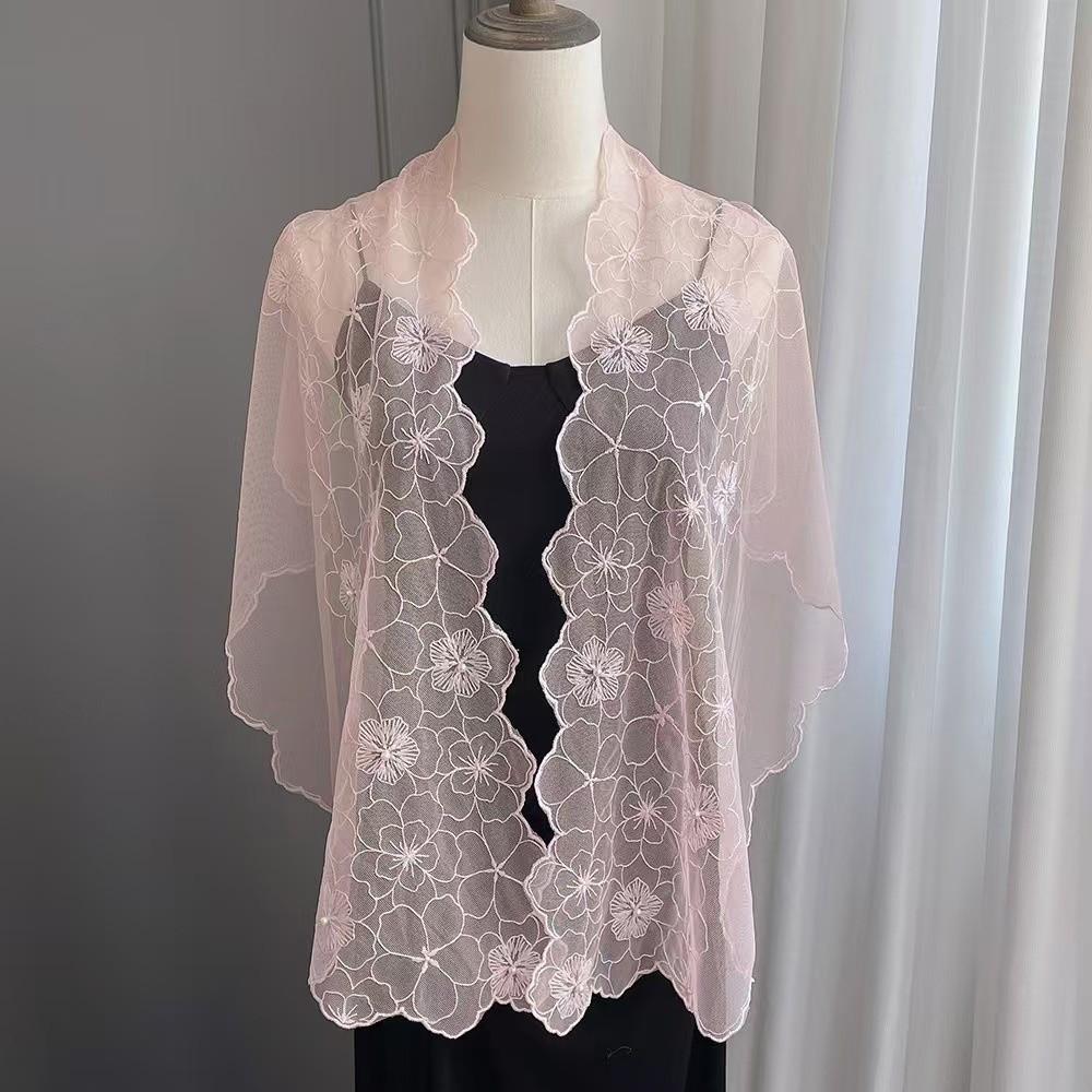 Embroidered Flower Dresses Shawls Elegant Female Headscarf Women's Lace Scarf Shawl  for Women