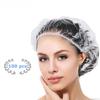 100PC Shower Cap Disposable Elastic Hair Bath Cups Large Thick Clear Waterproof Plastic For Travel Spa Hotel Hair Salon Home Use