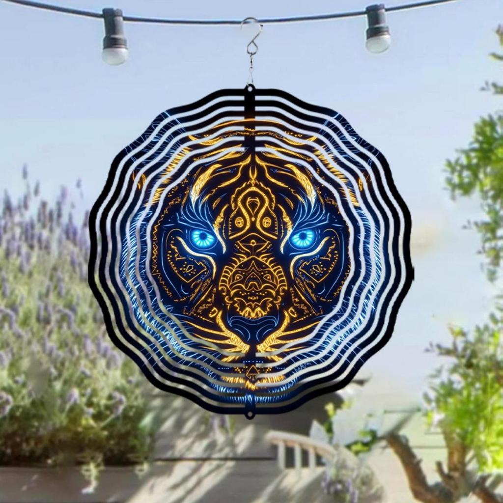 10-дюймовый колокольчик ветра на тему тигра для сада, патио, элегантный уличный декор, подвесное произведение искусства, подарок для друзей, весна, лето, светящийся