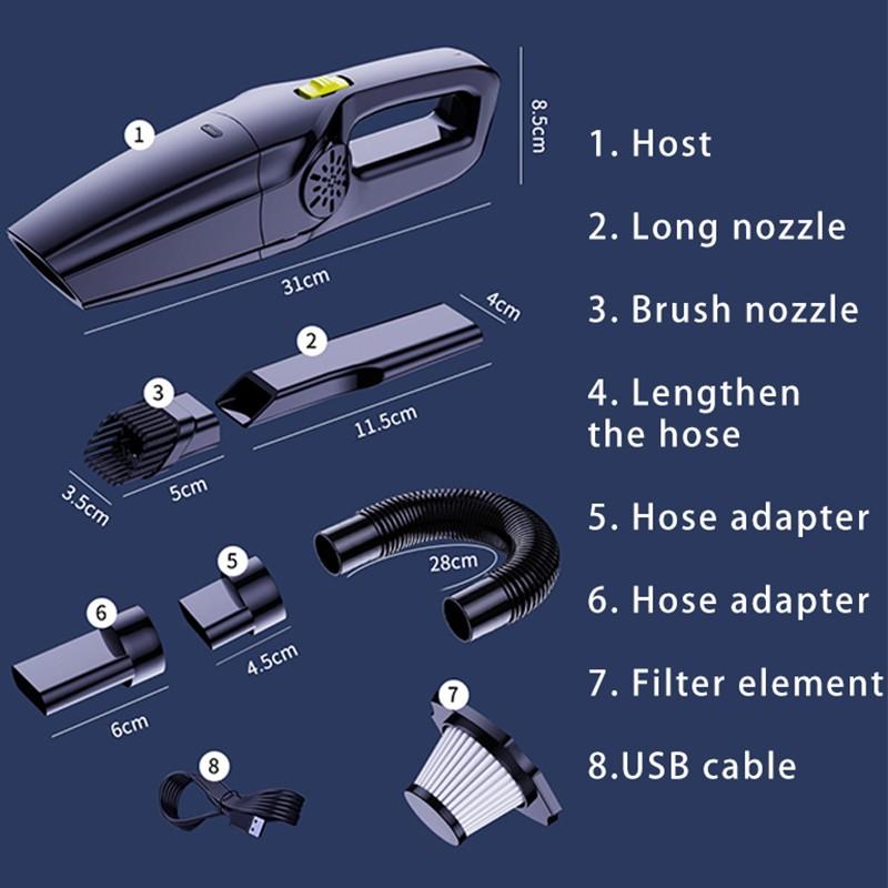 Маленький бытовой ручной пылесос с большой мощностью всасывания, с низким уровнем шума, мощный автомобильный портативный пылесос