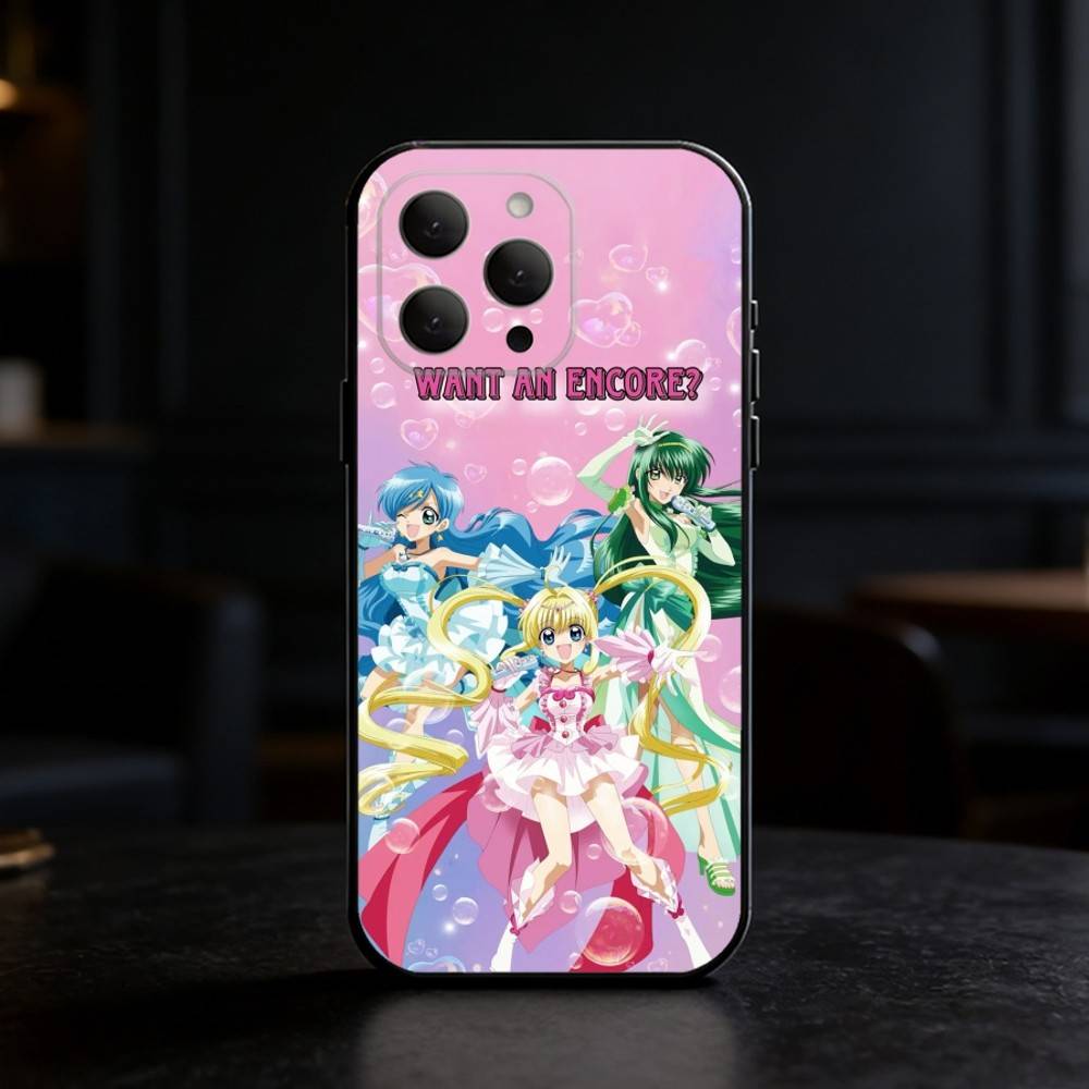 Чехол для телефона Mermaid Melody Pichi Pitch для iPhone 17,16,15,14,13,12,11 Plus,Pro Max,SE4 Мягкий силиконовый черный чехол