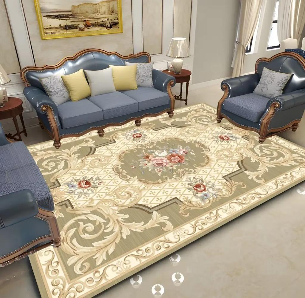 Ковер красный плюшевый в европейском стиле для украшения гостиной, домашние роскошные ковры большой площади для спальни, противоскользящие, моющиеся, напольные коврики для дивана