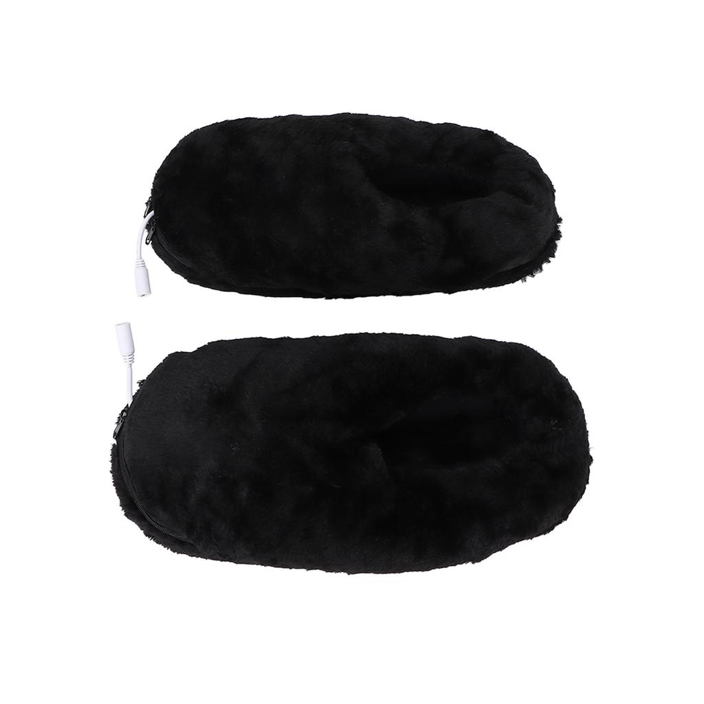 USB Нагреваемая обувь Мужская Женская Моющаяся Уличная Мягкая Плюшевая Электрическая Обувь с Подогревом для Согрева Ног Черная