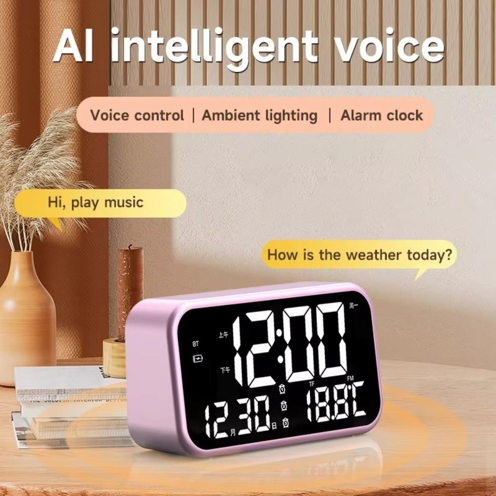 Large Mirror Alarm Clock Rechargeable Electronic Clock Smart LED Display Clock Travel