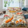 Golden Fish Duvet Cover Set King Size Comforter Cover 3D Print Orange Fishes Lucky for Kids Boys Girls Men Polyester Bedding Set