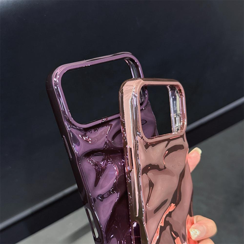 3D гальванический чехол с узором «водная рябь» для iPhone 17 16 15 14 13 12 Pro Max Plus 11, мягкий противоударный защитный чехол