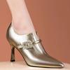 Модные женские туфли-лодочки Новая мода Высокое качество Каблук-шпилька Ботильоны до щиколотки Осень Весна Повседневные Лакированная кожа Туфли на высоком каблуке для женщин