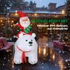 Inflatable Christmas Santa Claus on a polar bear, 200 cm, 5 LED lights, indoor and outdoor Christmas decoration, white