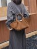 Vintage-Style Folding Basket Tote: Large Capacity Cowhide Bag for Women