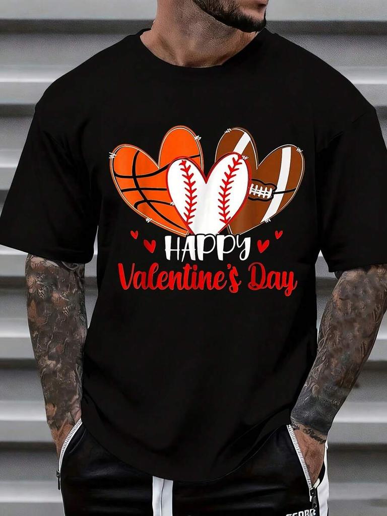 Happy Valentines Day Sports Heart Basketball Baseball Football T Shirt For Unisex