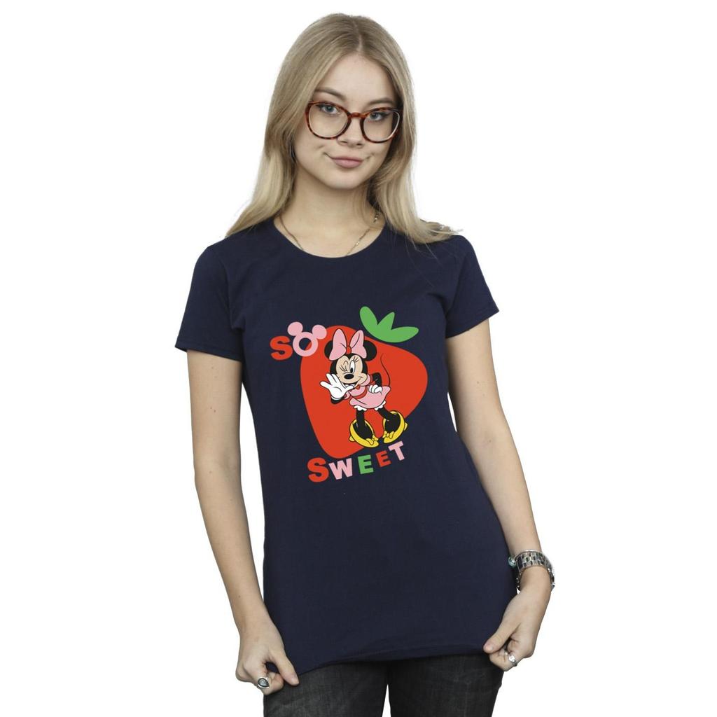 Disney Womens/Ladies Minnie Mouse So Sweet Strawberry Cotton T-Shirt