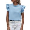 Spring Summer Ruffle Tank Top Sweet Round Neck Solid Color Women's Shirt Blouses