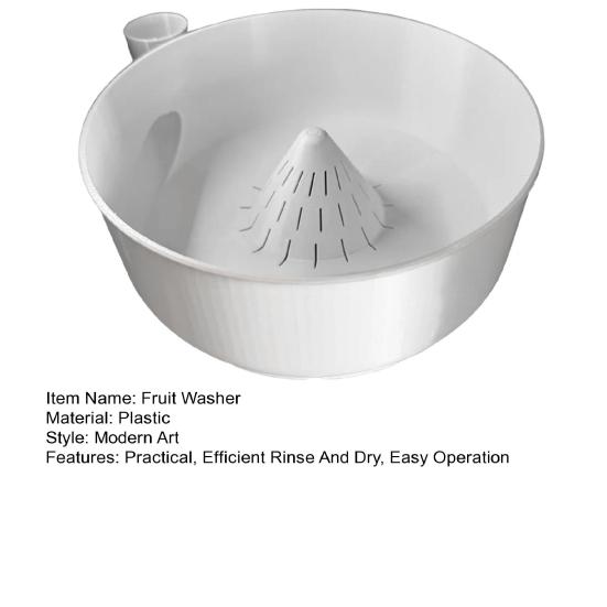 Automatic Fruit Washer And Drainer Bowl 3D Printed Berries Wash Machine Salad Spinner Vegetable Cleaner Fast Draining Kitchen Gadget