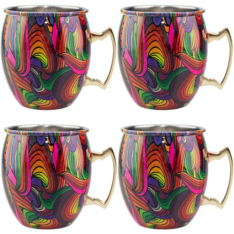 4 шт. креативная кружка для коктейля из нержавеющей стали с кованым наконечником, нескользящая, с золотой ручкой, кружка-баранок для дома и бара, кружки-мулы