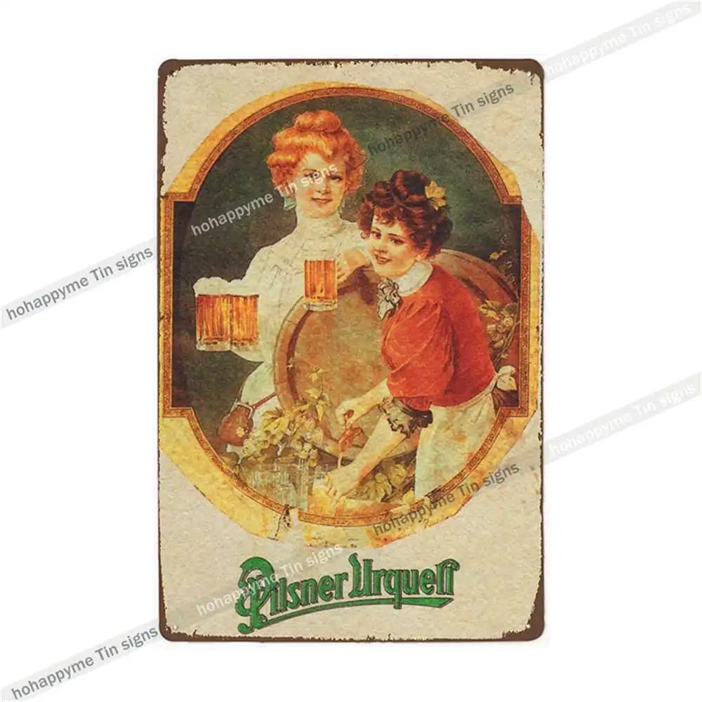 Pilsner Urquell Металлический Настенный Постер Бельгийское Пиво Знак Винтажный Бар Пещера Мужчины Клуб Жестяная Картина Декор Табличка Украшение 20x30см