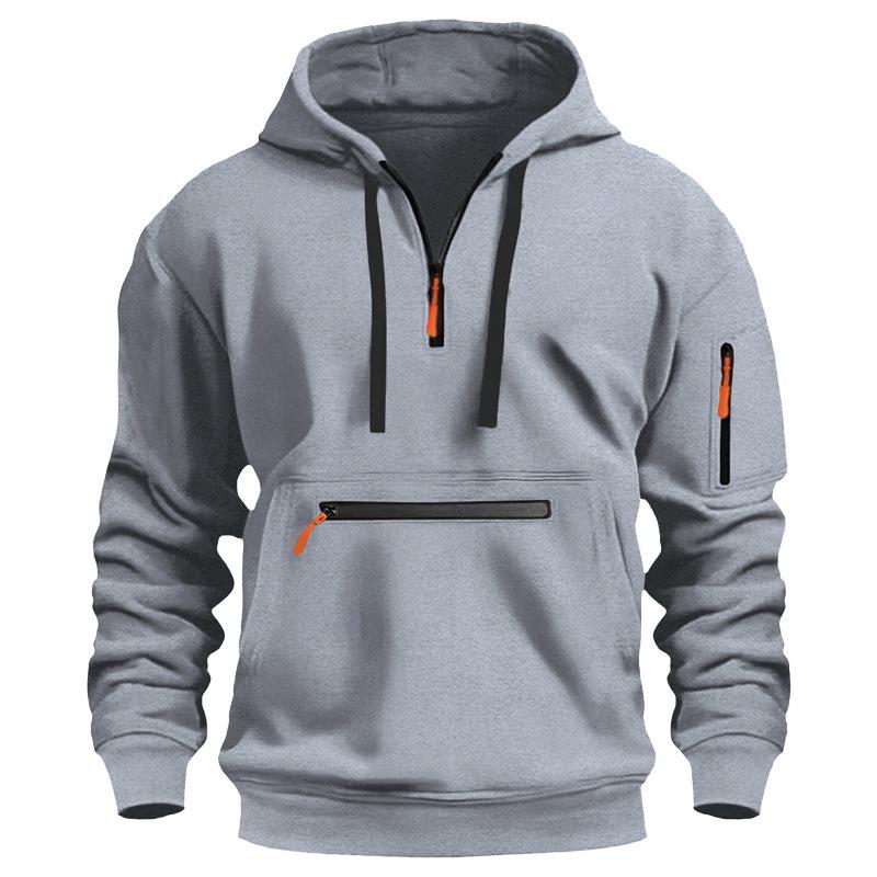 New Men's Sweatshirt Autumn and Winter Fleece Sweatshirt Loose Large Size Zipper Hoodie