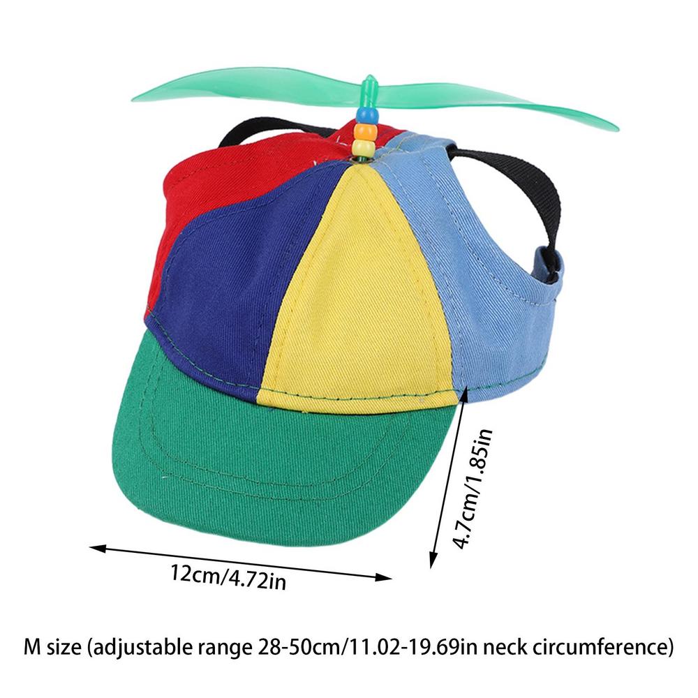 Dog Propeller Hat With Ear Holes Colorful Dog Bucket Baseball Caps Comfortable Rainbow Helicopter Top Hat For Poodle Puppy