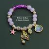 Ocean Theme Bracelet Dolphin Shell Star Pendant Multicolor Bead 8Mm Cat'S Eye Stone Elastic Bracelet Multi-Layer Glass Bead