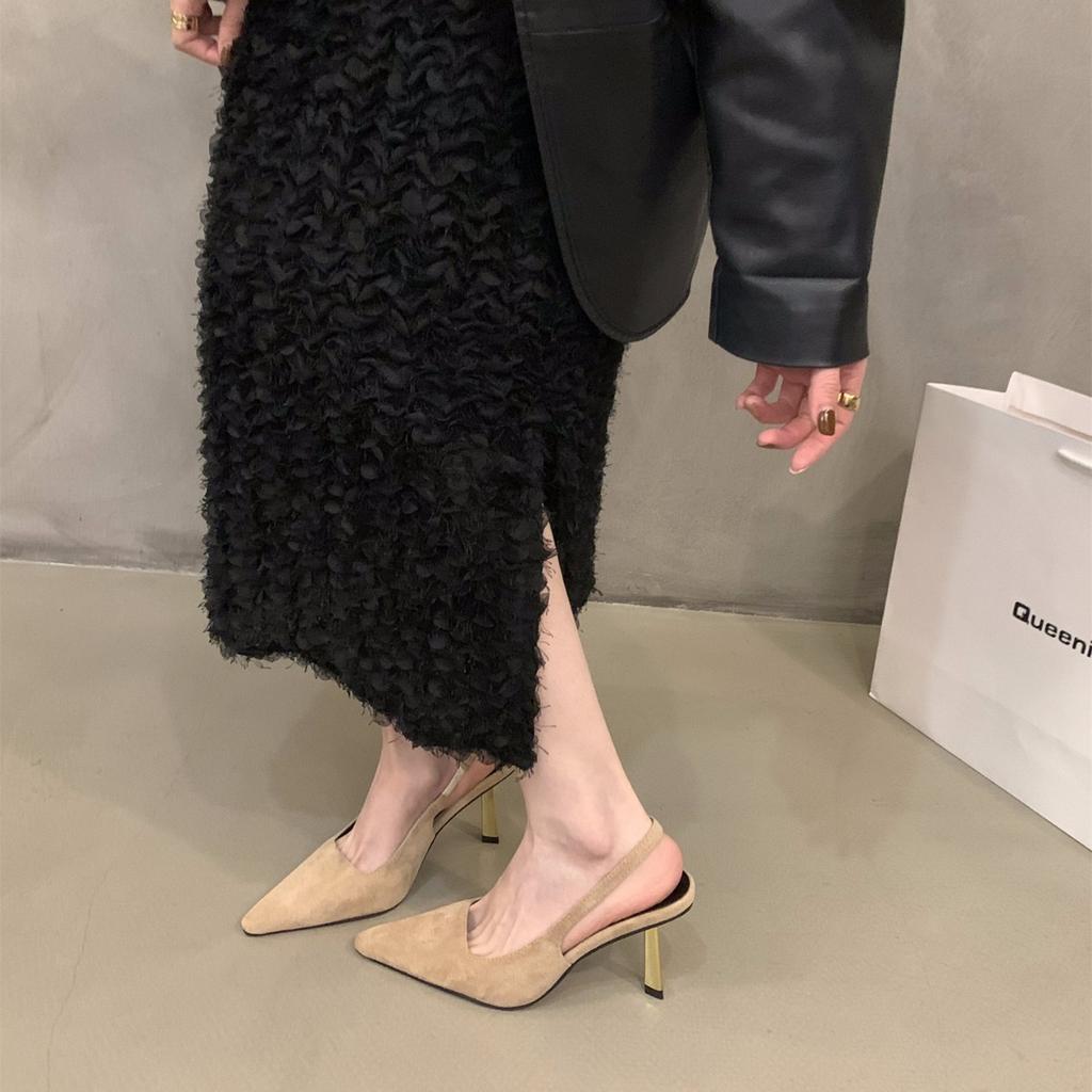 Niche French сандалии с острыми носами на высоком каблуке, туфли-мешки, новинка весны и лета 2025 года, светские туфли для светских львиц