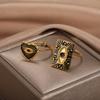 Turkish Evil Eye Rings for Women Stainless Steel Gold Color Adjustable Ring Love Heart Aesthetic Jewelry Gift Anillos Mujer