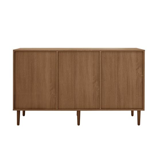 Tea Cabinet Country Style Sideboard with Rattan Doors, 130 x 75.5 Pantry 40cm Magnetic Lock, Adjustable Shelves, Sturdy Structure, Versatile