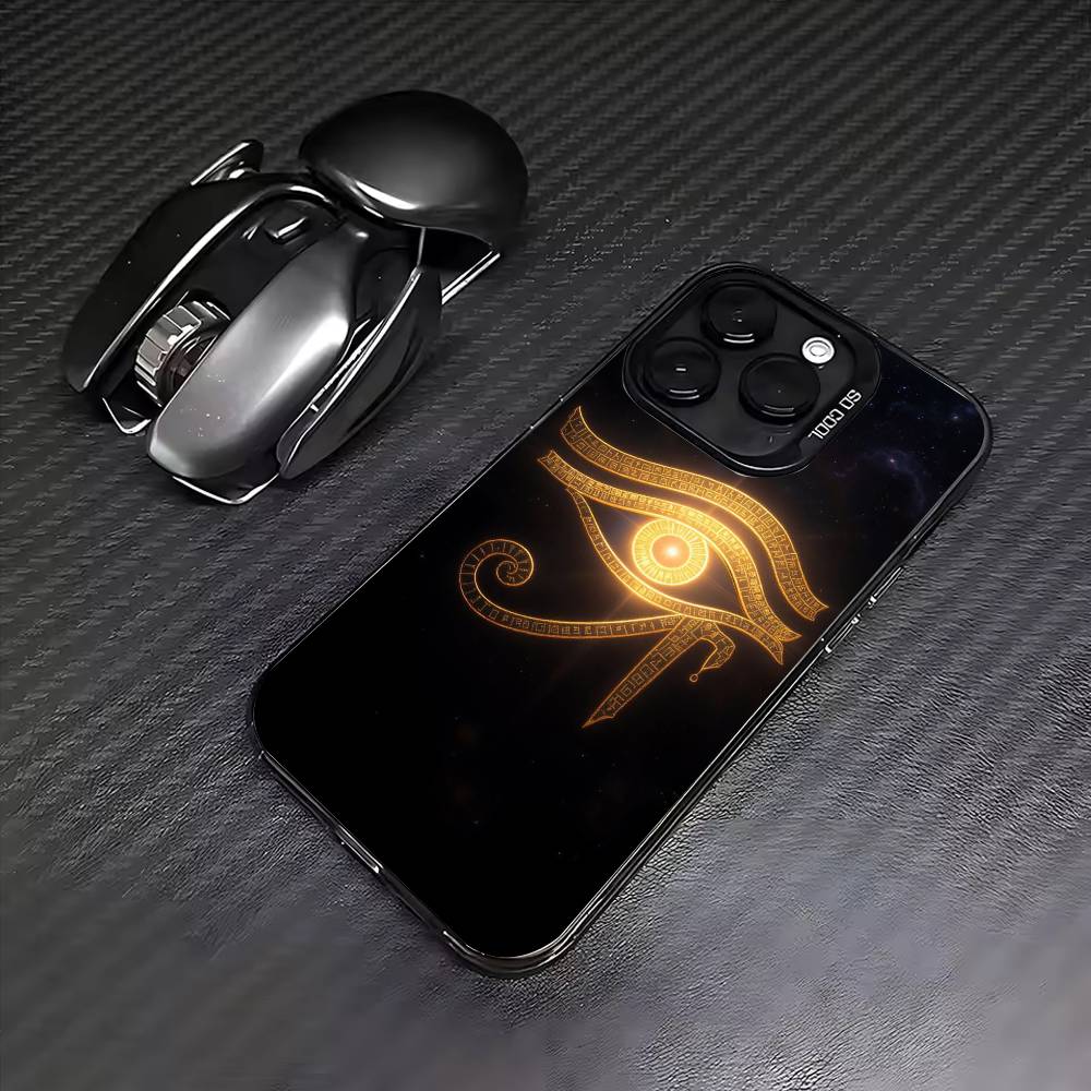 Египетский Глаз Гора Чехол Для Телефона Для iPhone17,16,15,14,13,12,11 Plus,Pro Max Цветной Посеребренный Внутренний Чехол